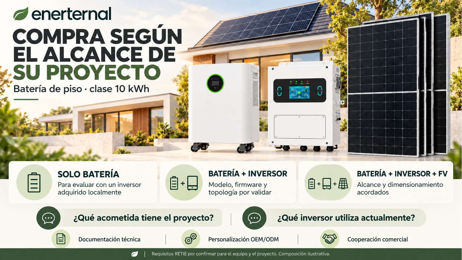 Alcance comercial y preguntas de evaluación para Batería de piso · clase 10 kWh