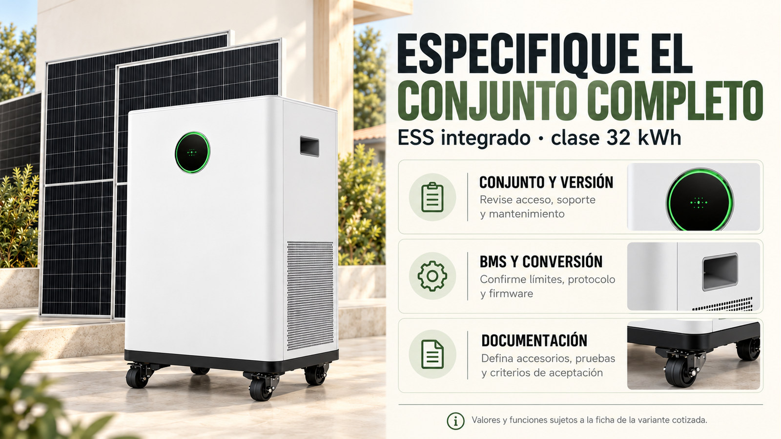 Selección y documentación de ESS integrado · clase 32 kWh