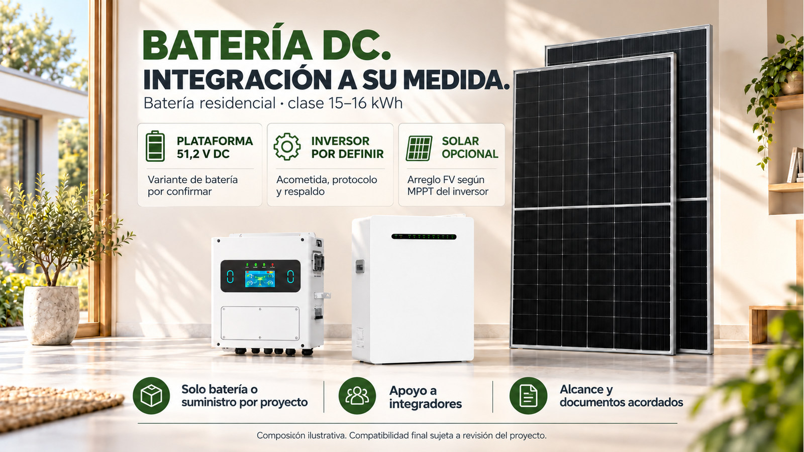 Opciones de suministro y evaluación técnica de Batería residencial · clase 15–16 kWh