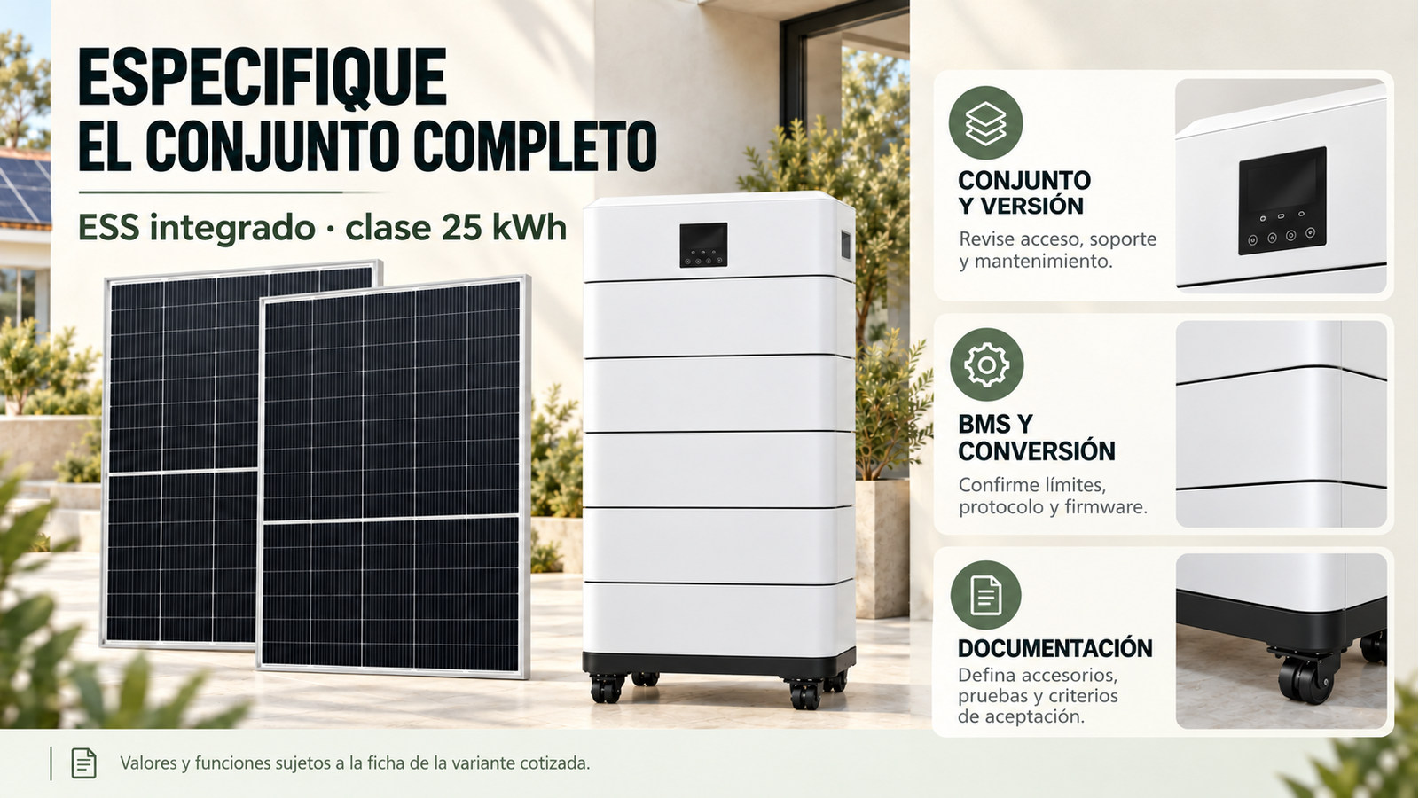 Selección y documentación de ESS integrado · clase 25 kWh