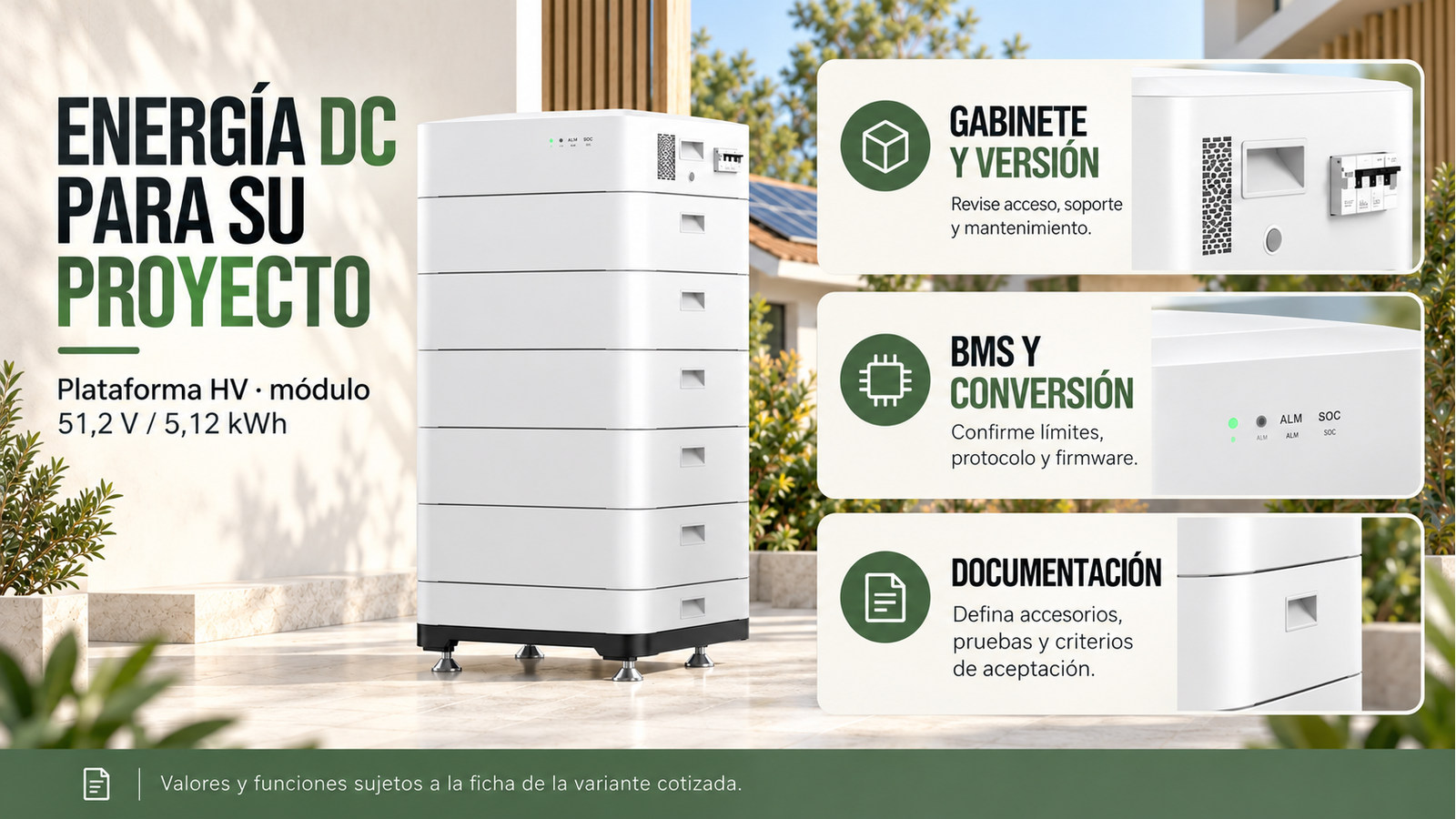 Selección y documentación de Plataforma HV · módulo 51,2 V / 5,12 kWh