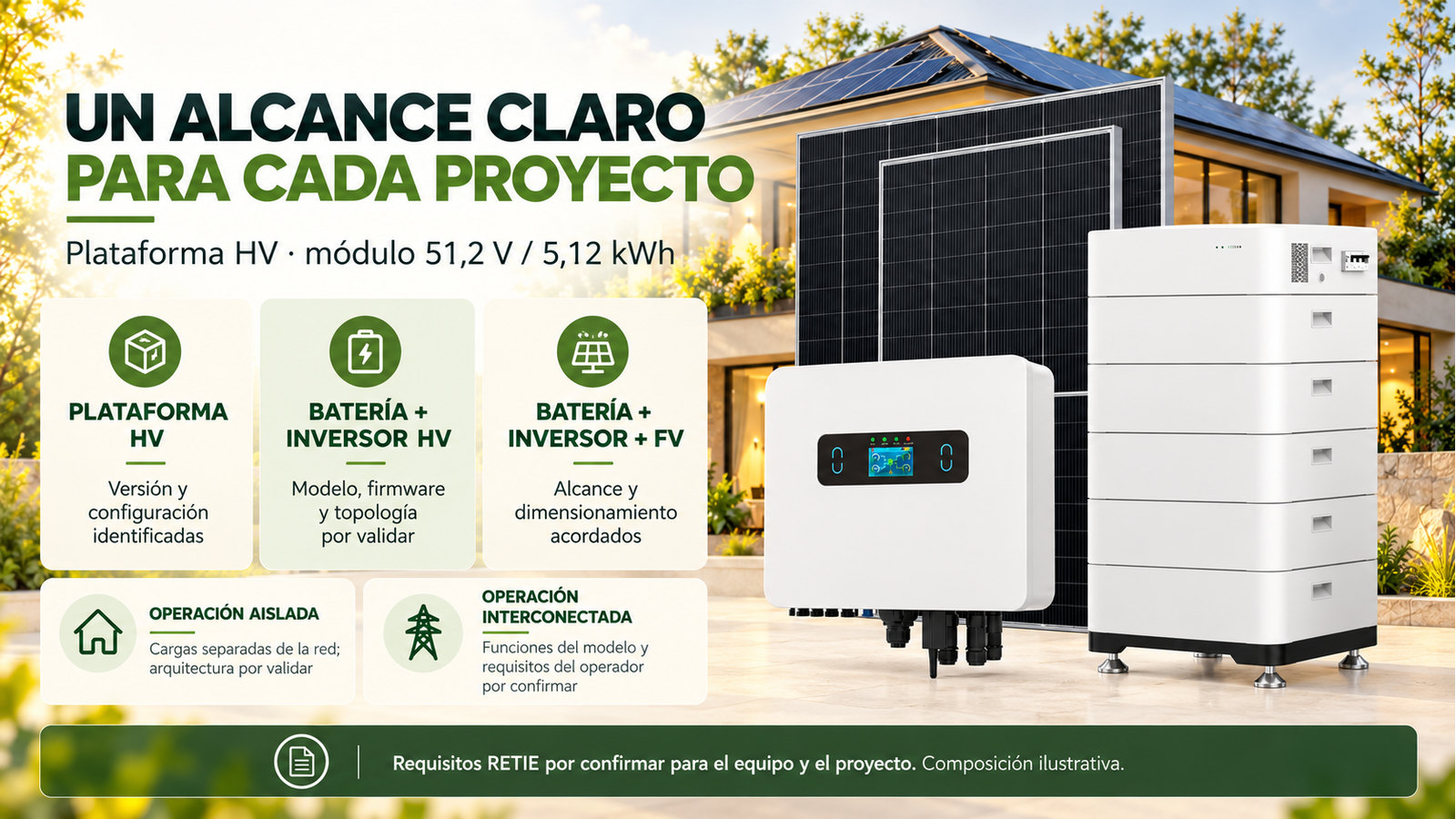 Selección y documentación de Plataforma HV · módulo 51,2 V / 5,12 kWh