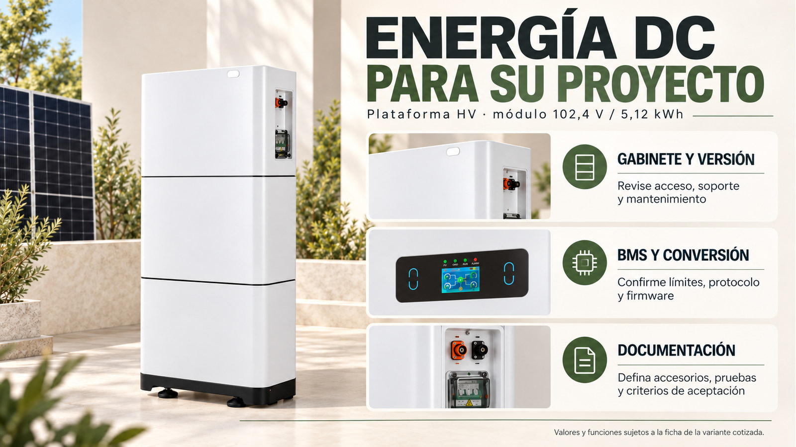 Selección y documentación de Plataforma HV · módulo 102,4 V / 5,12 kWh