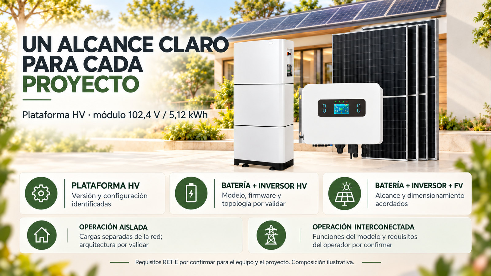 Selección y documentación de Plataforma HV · módulo 102,4 V / 5,12 kWh